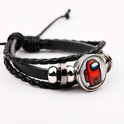 Among Us Game Leather Wristband Braided Bracelet Among Us Time Gemstone Leather Jewelry