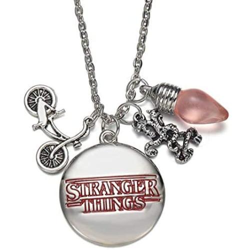 HANRESHE Stranger Things Necklaces Alphabet Light Demogorgon Show Halloween Cosplay Eleven Horror Humor Charm Pendants Jewelry for Women Accessories