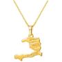 U7 Nation Map Pendant Patriotism Jewelry 18K Gold Plated Necklace Pendant with Adjustable Rolo Chain