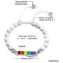 Nanafast 8mm Matte Agate LGBT Pride Rainbow Bracelet Stainless Steel Gay & Lesbian Pride Relationship Friendship Bracelet,Adjustable