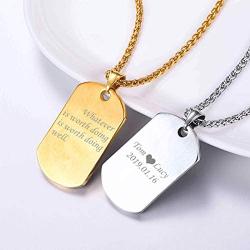 U7 Unique Fingerprint Pattern Dog Tags Necklace Men Vintage Enamel Finger Mark Charm Pendant, Customizable