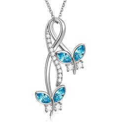 AOBOCO Sterling Silver Infinity Butterfly Necklace Embellished with Crystals from Austria, Anniversary Birthday Butterfly Gifts for Butterfly Lovers, Fine Butterfly Jewelry Gifts for Women
