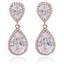 Teardrop Dangle Earrings for Wedding - Sparkly Sterling Silver Cubic Zirconia Crystal Rhinestone Drop Earrings Pierced Austrian Style Hypoallergenic Earrings Womens Bridal Jewelry