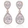Teardrop Dangle Earrings for Wedding - Sparkly Sterling Silver Cubic Zirconia Crystal Rhinestone Drop Earrings Pierced Austrian Style Hypoallergenic Earrings Womens Bridal Jewelry