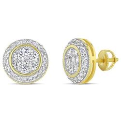 Mens Ladies 14K Gold Over Silver Lab Diamond Earrings Screw Back Studs Iced Out aretes para hombre - Mens Earrings, Screw Back, Mens Jewelry, Hip hop Earring