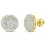 Mens Ladies 14K Gold Over Silver Lab Diamond Earrings Screw Back Studs Iced Out aretes para hombre - Mens Earrings, Screw Back, Mens Jewelry, Hip hop Earring