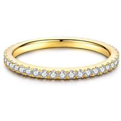 Gold Plated Sterling Silver Cubic Zirconia Stackable Wedding Bands Eternity Ring for Women