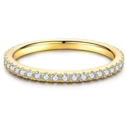 Gold Plated Sterling Silver Cubic Zirconia Stackable Wedding Bands Eternity Ring for Women Gold Plated Sterling Silver Cubic Zirconia Stackable Wedding Bands Eternity Ring for Women