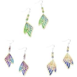 Lightweight Gold Dangle Earrings Pack- Cute Butterfly Wing Drop Earrings For Women Girls,3PCS