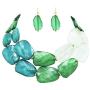 Rosemarie Collections Womens Ombre Polished Resin Statement Necklace Earring Set