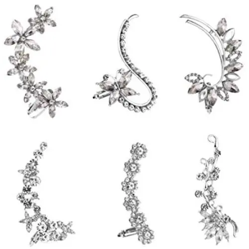 Elegant Rhinestone Flower Ear Cuff Shiny Glamour Bohemian NO Piercing Crystal Earrings Wrap Stud Clip Earrings Lady Birthday Party Wedding Jewelry Elegant Rhinestone Flower Ear Cuff Shiny Glamour Bohemian NO Piercing Crystal Earrings Wrap Stud Clip Earrings Lady Birthday Party Wedding Jewelry