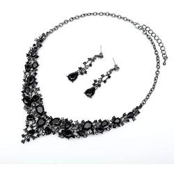 4 Pcs/Set Austrian Crystal Necklace Earrings Bracelet Ring Bridal Jewelry Sets for Brides Wedding Party Costume Accessories Gifts for Women