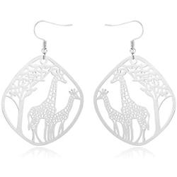Giraffe Resting Under the Tree Drop Earring - Christmas Gift Jewelry