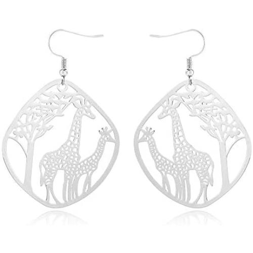 Giraffe Resting Under the Tree Drop Earring - Christmas Gift Jewelry