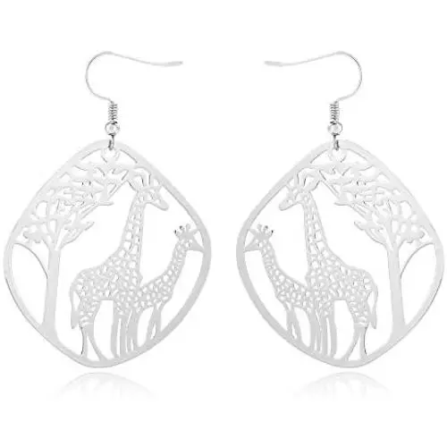 Giraffe Resting Under the Tree Drop Earring - Christmas Gift Jewelry Giraffe Resting Under the Tree Drop Earring - Christmas Gift Jewelry