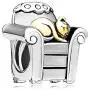 Q&Locket Sleepy Cat In Chair Two Tone Charm Bead For Bracelet Q&Locket Sleepy Cat In Chair Two Tone Charm Bead For Bracelet