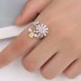 Adjustable Womens Band Birthstone Ring Cubic Zirconia Anti-Anxiety Open Flower and Bee Spinning Rings Girls Rotatable Calming Worry Meditation Ring Birthday Christmas Jewelry Gifts for Relieving Boredom ADHD, Anxiety,Autism