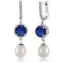 Gem Stone King 925 Sterling Silver Blue Simulated Sapphire Womens Dangle Earrings (5.79 Ct Round Cut 8MM)