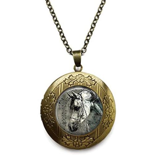 Vintage Bronze Tone Locket Picture Pendant Necklace Neptune Included Free Brass Chain Gifts Personalized