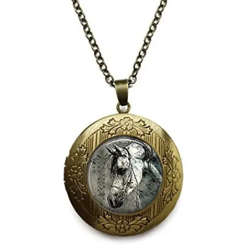 Vintage Bronze Tone Locket Picture Pendant Necklace Neptune Included Free Brass Chain Gifts Personalized