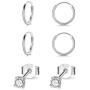 Sterling Silver Stud Earrings Small Cartilage Hoop Earrings for Women Men- 3 Pairs of Hypoallergenic Tiny 3mm Cubic Zirconia Round Ball Earrings & 10mm/12mm Cartilage Earring Hoops