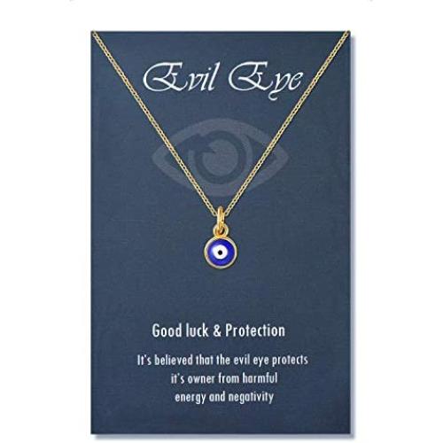 PPJew Evil Eye Necklace Chain Blue Eyes Amulet Pendant Necklace Ojo Turco Kabbalah Protection Adjustable Delicate Jewelry Gift for Women Girls Kids（Silver/Gold）