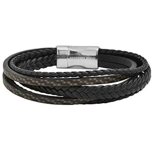 Geoffrey Beene Mens Multi-Strand Braided Genuine Leather Bracelet with Stainless Steel Magnetic Closure Geoffrey Beene Mens Multi-Strand Braided Genuine Leather Bracelet with Stainless Steel Magnetic Closure