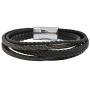 Geoffrey Beene Mens Multi-Strand Braided Genuine Leather Bracelet with Stainless Steel Magnetic Closure