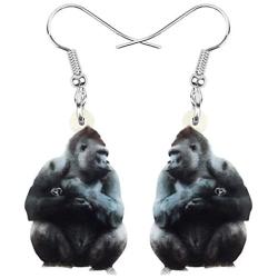 WEVENI Acrylic Orangutan Gorilla Monkey Earrings Dangle Drop Jewelry For Women Girls Ladies Gifts