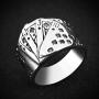HZMAN Mens Vintage Poker Games Casino Cocktail Party Stainless Steel Biker Spade Ring