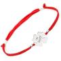Lucky Handmade Good Luck Bracelet - 4 Leaf Clover Flower Engraved Sterling Silver Charm - Adjustable Friendship Inspirational Red String Evil Eye Protection Bracelets for Girls Womens Kids (Happy)