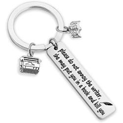 Writer Author Gift Please Do Not Annoy The Writer Keychain Writing Jewelry for Author Novelist Recorder(KR-annoy writer)