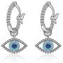 Evil Eye Huggie Hoop Earrings S925 Small Dangle Drop Protection Post Earrings for Women Girls Cute Evil Eye Jewelry Gifts for Her Hypoallergenic for Sensitive Ears