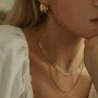 Turandoss Gold Paperclip Link Chain Necklace Bracelet Set, 14K Gold Plated Dainty Oval Link Chain Necklace Bracelet Anklet Paperclip Chain Gold Jewelry Set for Women Girls