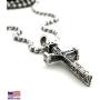 FORGIVEN JEWELRY Nail Cross Necklace Antique Silver Finish on Ball Chain