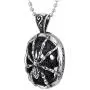 COOLSTEELANDBEYOND Mens Womens Steel Vintage Spider Skull Oval Pendant Necklace, Silver Black, 30 inches Ball Chain COOLSTEELANDBEYOND Mens Womens Steel Vintage Spider Skull Oval Pendant Necklace, Silver Black, 30 inches Ball Chain