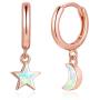 ZEINZE 925 Sterling Silver Star Moon Opal Earrings for Women Girls Cute Bling Drop Dangle Earrings Jewelry Gift Christmas Birthday Gift