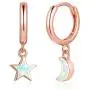 ZEINZE 925 Sterling Silver Star Moon Opal Earrings for Women Girls Cute Bling Drop Dangle Earrings Jewelry Gift Christmas Birthday Gift