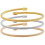 EDFORCE 3 Tone Stainless Steel Hypoallergenic Stacked Twisted Cable Wire Bangle Adjustable Cuff Bracelet Set, Set of 3, 6''-7.5''