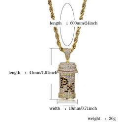 LC8 Jewelry Hip Hop PX Design Z Capsule Medicine Pill Holder Container Pendant Cremation Urn Necklace with 24 Inch Stainless Steel
