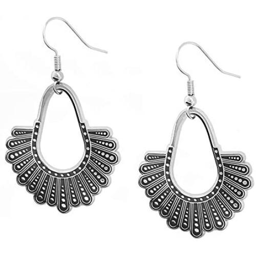 RBG Dissent Collar Hook and Hoop earrings - 925 Sterling Silver earrings Dangle Drop Jewelry Attorney earrings for Women