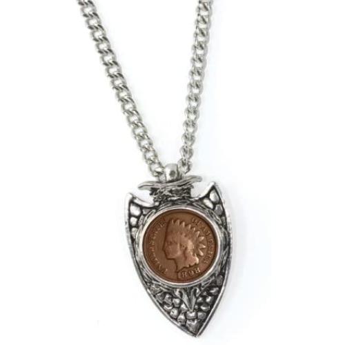 American Coin Treasures 1800s Indian Cent Arrowhead Mens Pendant Necklace