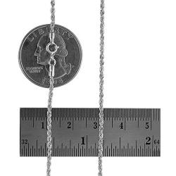 Nuragold 10k White Gold 1.8mm Rope Chain Diamond Cut Pendant Necklace, Womens Mens Jewelry 14'' 16'' 18'' 20'' 22'' 24'' 26'' 28'' 30''