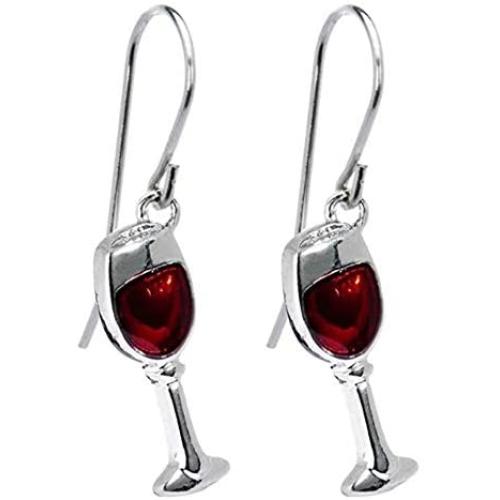 Red Wine Glass Dangle Earrings Dainty Unique Handmade Metal Earrings for Women Girls Jewelry