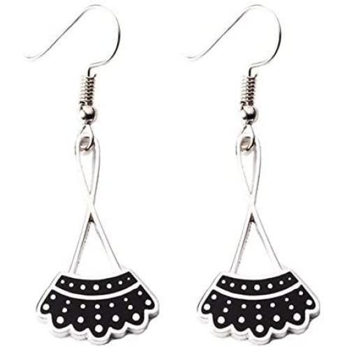 RBG Dissent Collar Earrings for Women Sterling Silver Dangle Drop Charms Jewelry Gifts for Fans of Ruth Bader Ginsburg