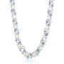 Gem Stone King 17 Inch White Cultured Freshwater Pearl & Blue Crystal Mash Necklace + Bracelet 6.5 Inch