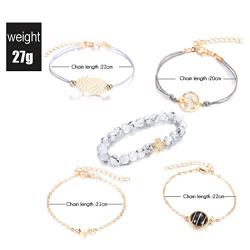 Haloty Boho Turtle Love Bracelet Set Pineapple Hawaii Bracelet Hollow Map Hand Jewelry for Women and Girls(5Pcs)
