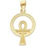 10k Real Solid Gold Ankh Pendant, Two Tone Egyptian Symbol of Life Charm Jewelry