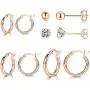 GULICX 3 Pairs Sterling Silver Small Hoop Stud Earrings Hypoallergenic Huggie Hinged Unisex Sleeper Hoops Earrings, Tiny Cartilage CZ Ball Earrings Piercing Jewellery for Women Girls