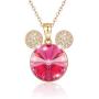 Mickey Mouse Pendant Necklace, 18K Gold Plated Cute Animal Necklace for Girls Women, Made with Swarovski Crystal, Lovely Jewelry Gift Christmas Birthday for Girls Daughter Women Wife Her,16''+2”